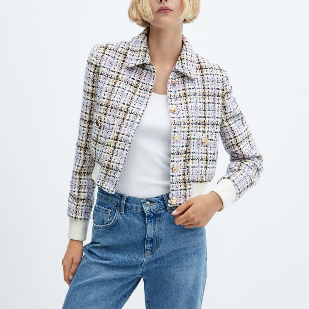 NWT Mango Tweed Bomber Jacket - Multicolor